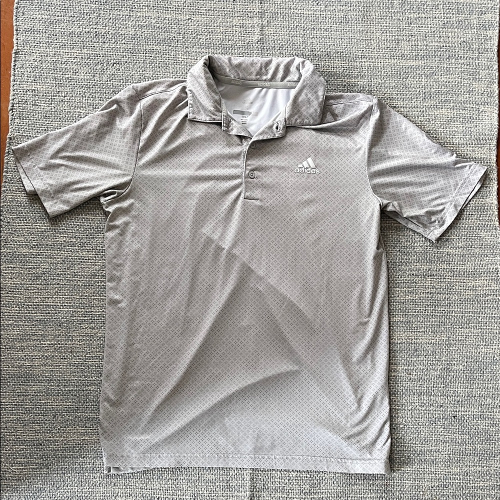 Adidas Light Gray Men's Golf Polo with Subtle Pattern Small